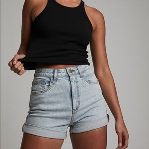 Denim high rise shorts